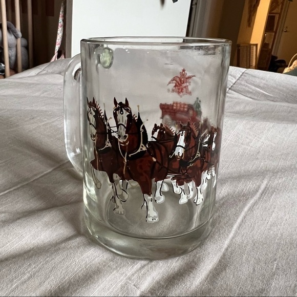 Vintage Budweiser Champion Clydesdales Clear Glass 12 oz‎ Beer Mug Breweriana - Picture 1 of 6